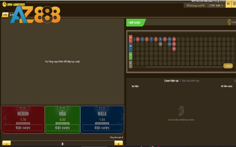 Hướng dẫn các bước đặt cược ở sảnh ODIN GAMECOCK tại AZ888
